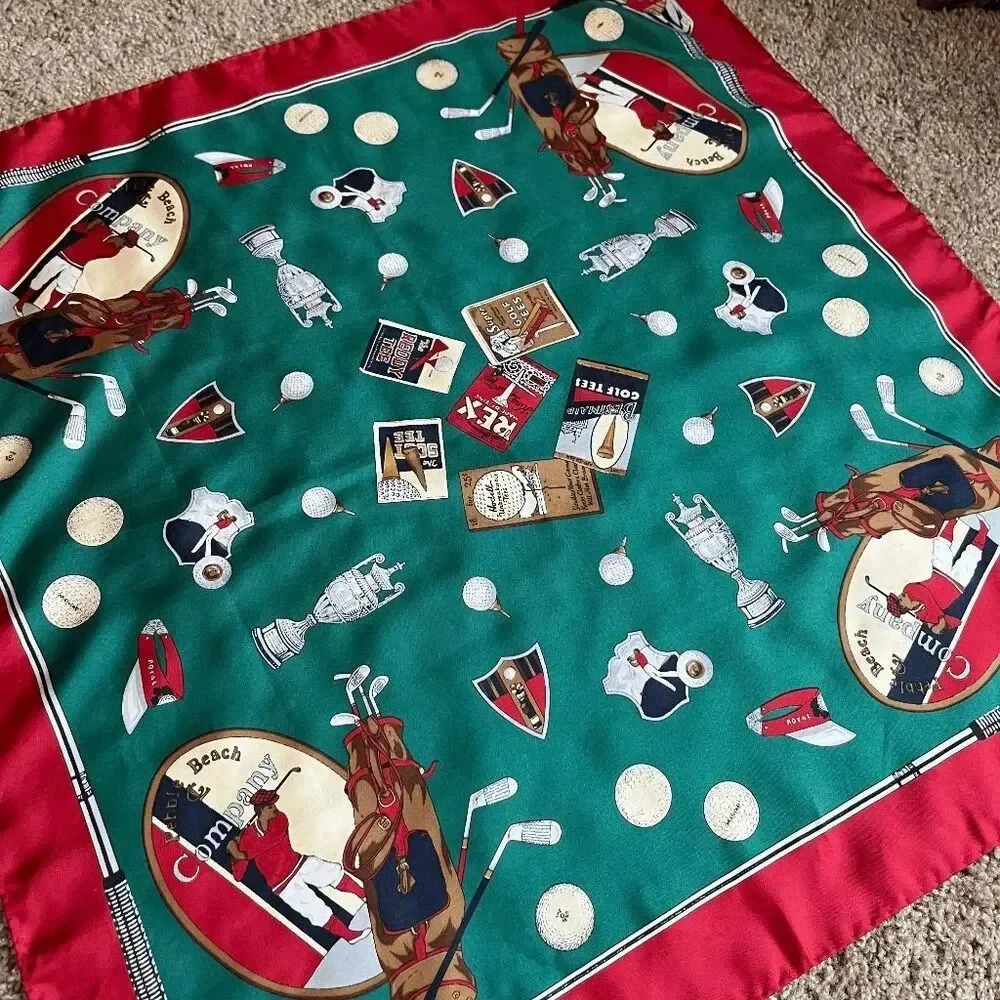 Tail Pebble Beach Golf Silk Twill Scarf Italy Old Money Country Club 27